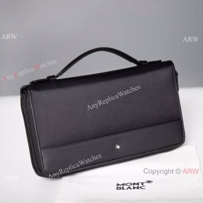 Luxury Replica Montblanc Nightflight Leather Clutch Bags Zip